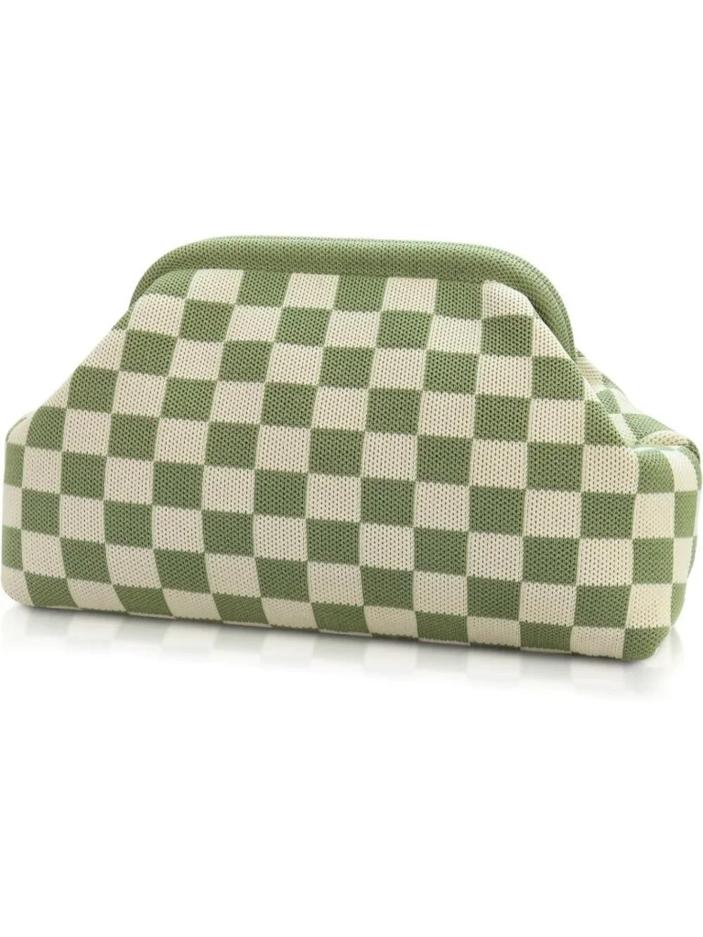 Woman's Green Beige Summer Beach Purse for Vacation Striped Dumpling Bags